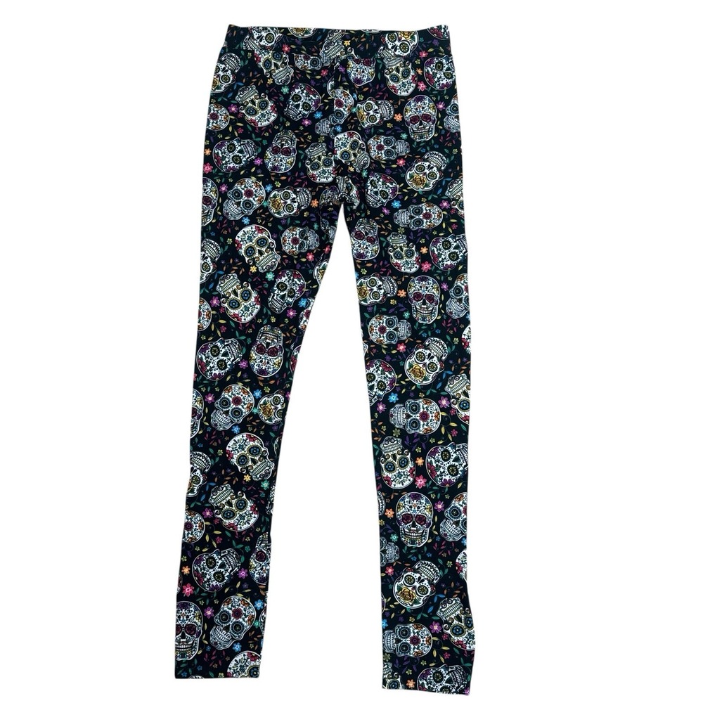 South Main Sugar Skulls Leggings‎ Women's Size Large Day of the Dead Stretch